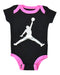 A Black Short Sleeve Bodysuits from Air Jordan in size 3-6M for girl. (Front View)