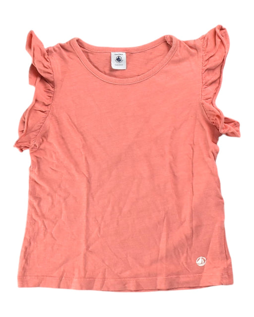 A Pink Sleeveless Tops from Petit Bateau in size 6T for girl. (Front View)