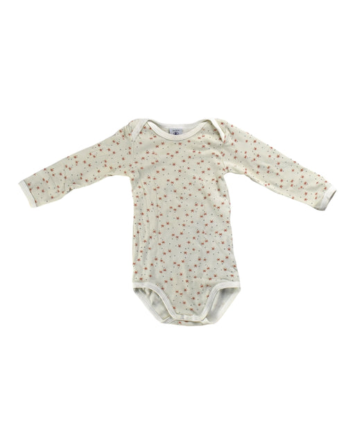 A White Long Sleeve Bodysuits from Petit Bateau in size 12-18M for girl. (Front View)