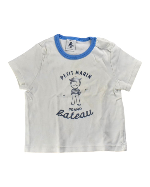 A White Short Sleeve T Shirts from Petit Bateau in size 6-12M for boy. (Front View)