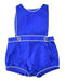 A Blue Sleeveless Rompers from Jacadi in size 12-18M for girl. (Front View)