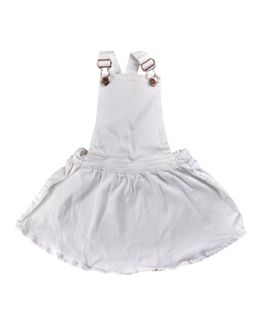 A White Overall Dresses from Seed in size 2T for girl. (Front View)