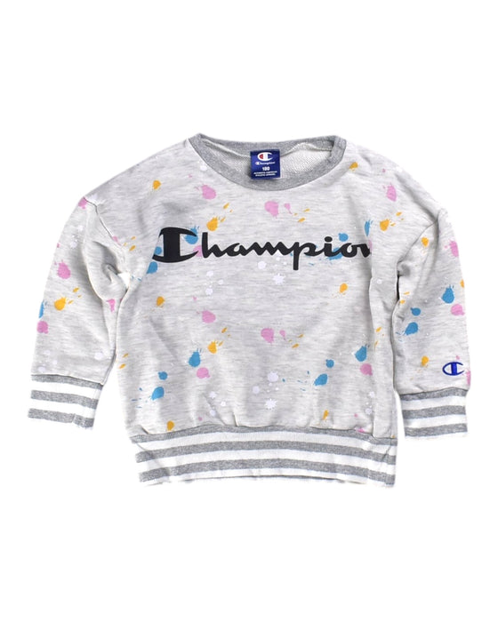 A Grey Crewneck Sweatshirts from Champion in size 4T for girl. (Front View)