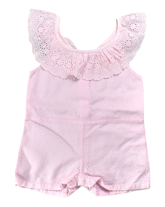 A Pink Sleeveless Rompers from Gingersnaps in size 6-12M for girl. (Front View)