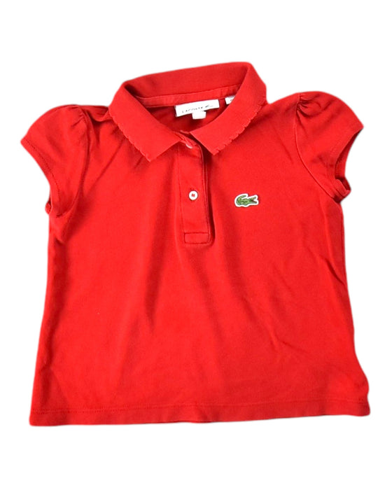 A Red Short Sleeve Polos from Lacoste in size 2T for girl. (Front View)