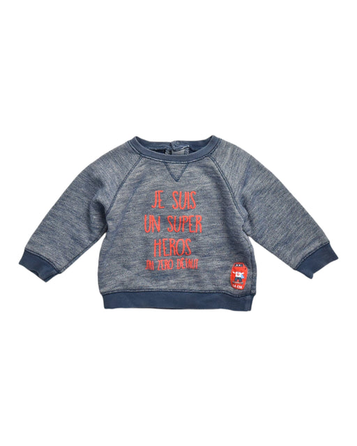 A Blue Crewneck Sweatshirts from La Compagnie des Petits in size 6-12M for boy. (Front View)