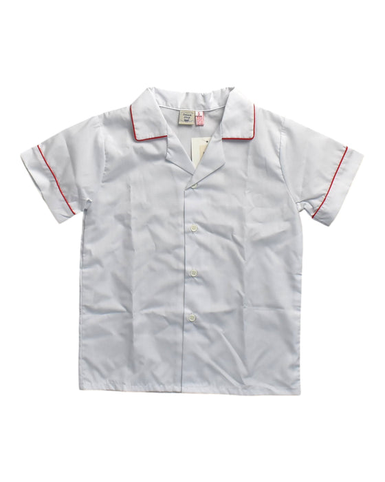 A White Short Sleeve Shirts from Smock Shop in size 5T for boy. (Front View)