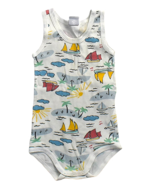 A White Sleeveless Bodysuits from Petit Bateau in size 6-12M for boy. (Front View)