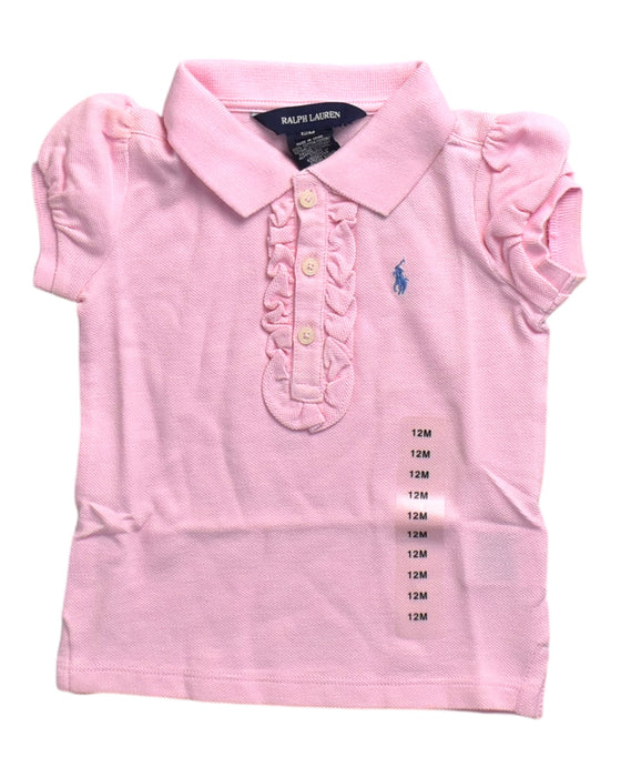 A Pink Short Sleeve Polos from Ralph Lauren in size 6-12M for girl. (Front View)