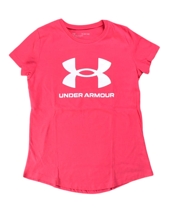 A Pink Short Sleeve T Shirts from Under Armour in size 12Y for girl. (Front View)