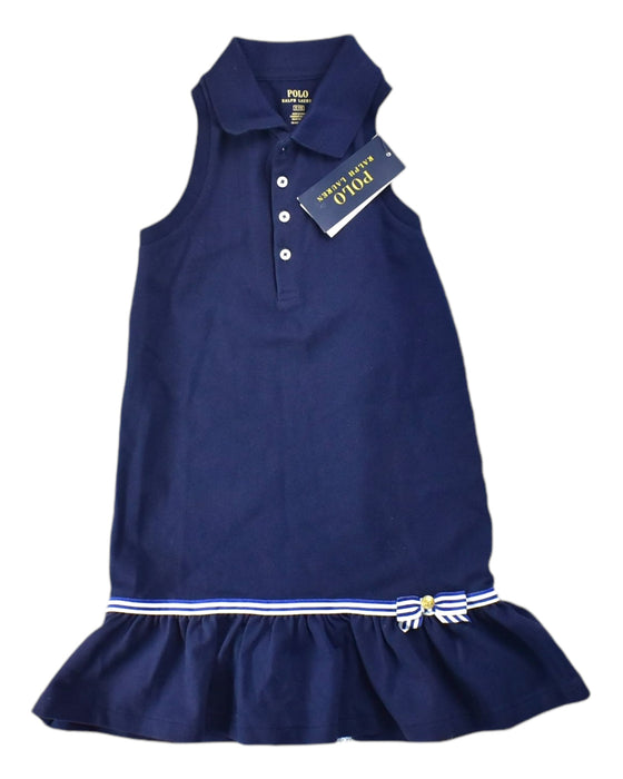 A Blue Sleeveless Dresses from Polo Ralph Lauren in size 5T for girl. (Back View)