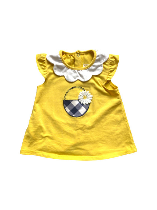 A Yellow Short Sleeve T Shirts from Mayoral in size 3-6M for girl. (Front View)