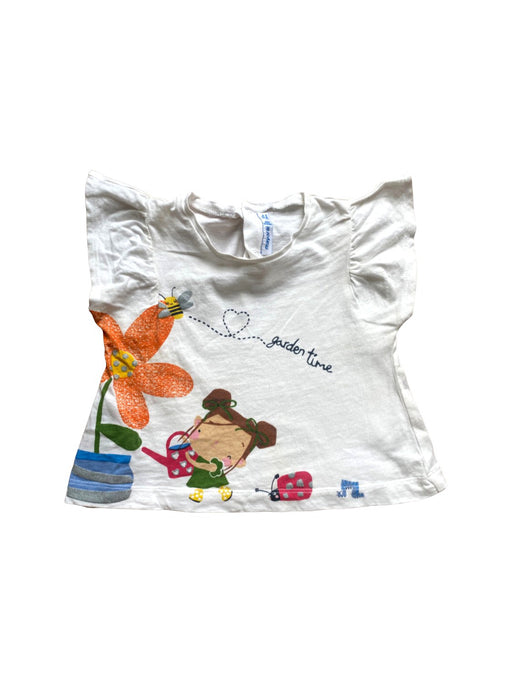 A White Short Sleeve T Shirts from Mayoral in size 12-18M for girl. (Front View)