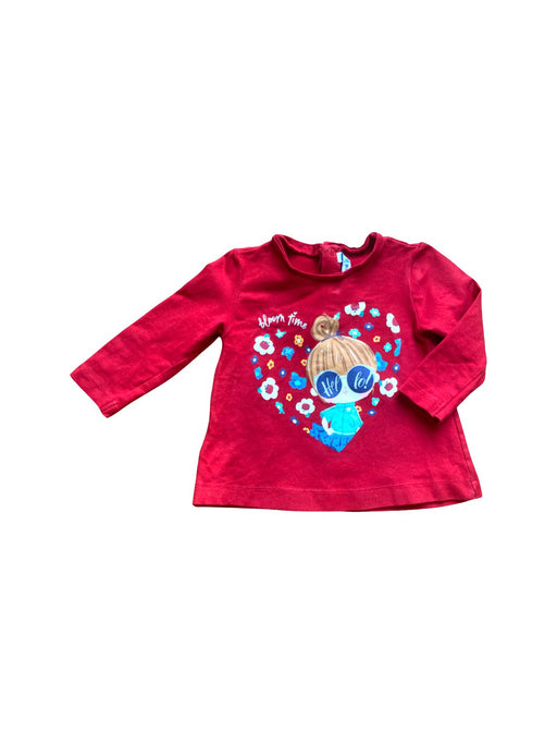 A Red Long Sleeve T Shirts from Mayoral in size 6-12M for girl. (Front View)