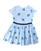 A Blue Short Sleeve Dresses from Petit Bateau in size 6T for girl. (Front View)