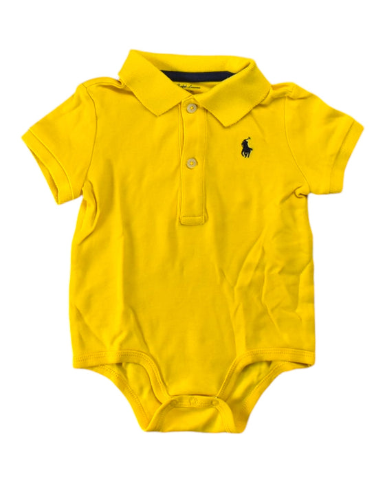 A Yellow Short Sleeve Bodysuits from Ralph Lauren in size 6-12M for boy. (Front View)