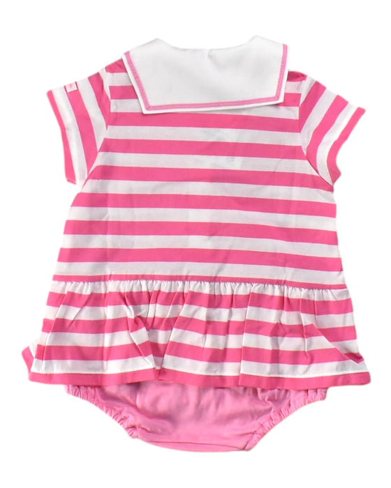 A Pink Short Sleeve Bodysuits from Miki House in size 6-12M for girl. (Back View)