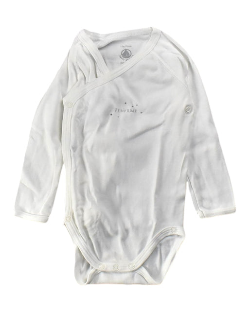 A White Long Sleeve Bodysuits from Petit Bateau in size 6-12M for neutral. (Front View)