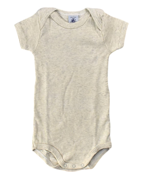 A White Short Sleeve Bodysuits from Petit Bateau in size 6-12M for girl. (Front View)