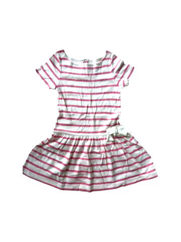 A White Short Sleeve Dresses from Petit Bateau in size 4T for girl. (Front View)