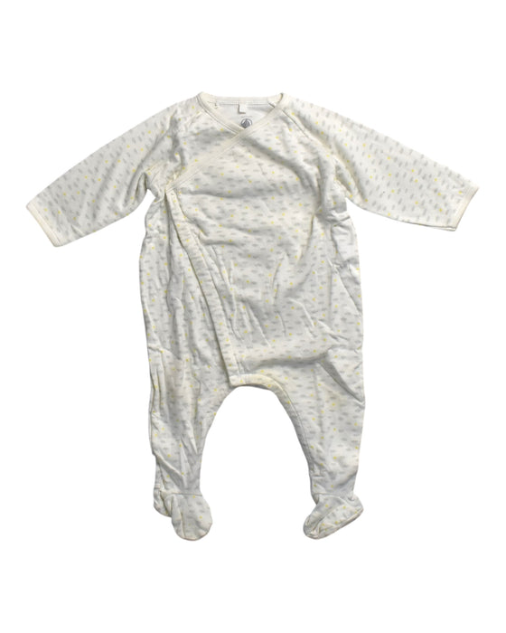 A White Onesies from Petit Bateau in size 6-12M for neutral. (Front View)