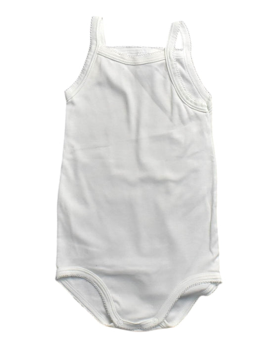 A White Sleeveless Bodysuits from Petit Bateau in size 0-3M for girl. (Front View)