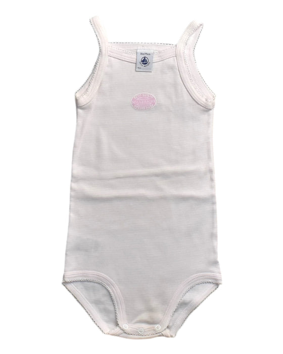 A Pink Sleeveless Bodysuits from Petit Bateau in size 0-3M for girl. (Front View)