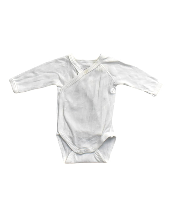 A White Long Sleeve Bodysuits from Petit Bateau in size Newborn for boy. (Front View)