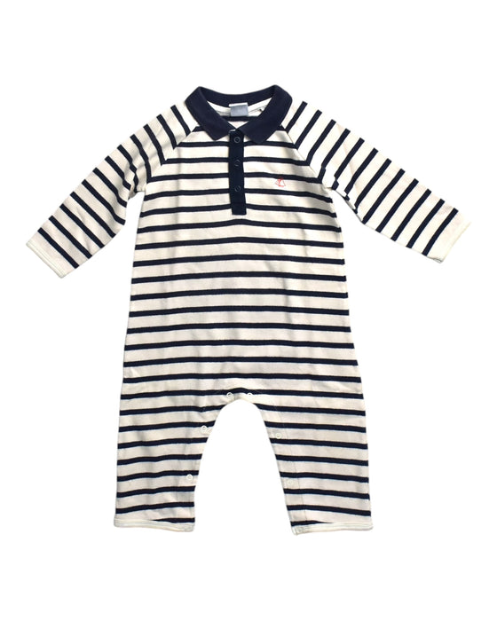 A White Long Sleeve Rompers from Petit Bateau in size 6-12M for boy. (Front View)