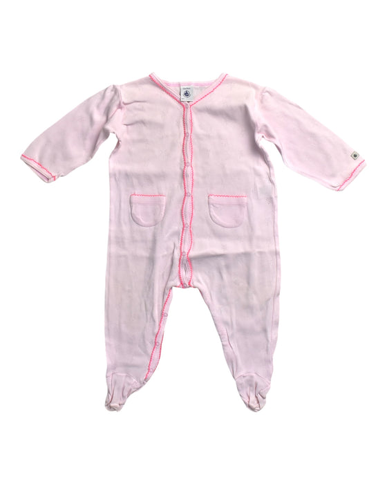 A Pink Onesies from Petit Bateau in size 6-12M for girl. (Front View)