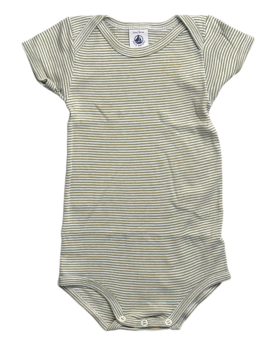 A Beige Short Sleeve Bodysuits from Petit Bateau in size 6-12M for neutral. (Front View)