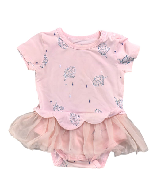 A Pink Short Sleeve Bodysuits from Elly in size 6-12M for girl. (Front View)