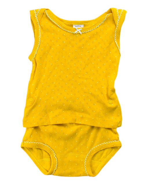 A Yellow Sleeveless Bodysuits from Petit Bateau in size 3-6M for neutral. (Front View)