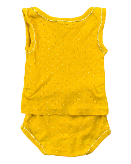 A Yellow Sleeveless Bodysuits from Petit Bateau in size 3-6M for neutral. (Back View)