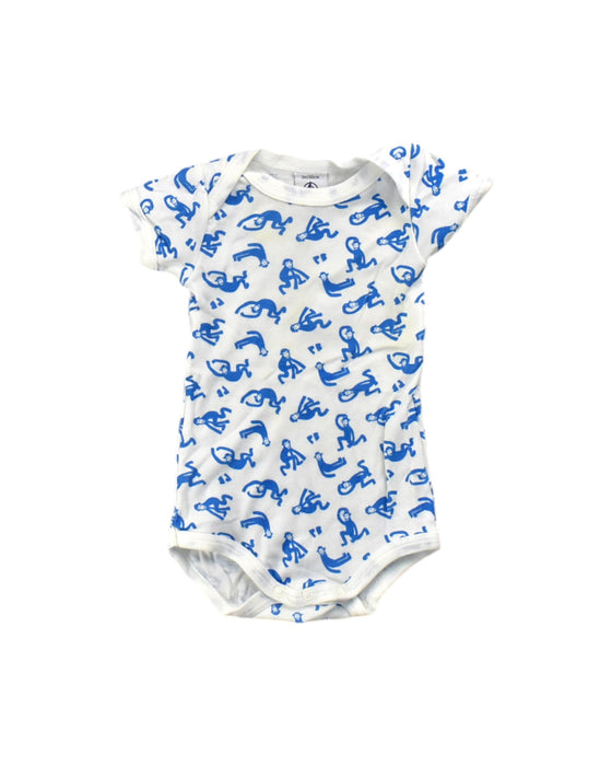 A Peach Short Sleeve Rompers from Petit Bateau in size 0-3M for boy. (Front View)