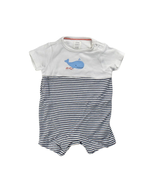 A White Short Sleeve Rompers from Retykle in size 3-6M for neutral. (Front View)