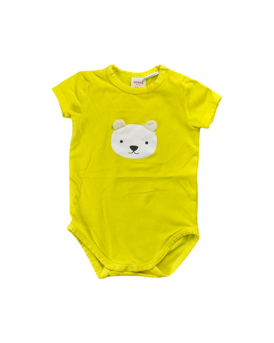 A Yellow Short Sleeve Bodysuits from Seed in size 0-3M for girl. (Front View)