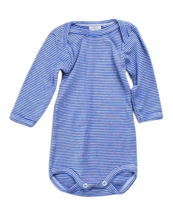 A Blue Long Sleeve Bodysuits from Petit Bateau in size 0-3M for boy. (Front View)