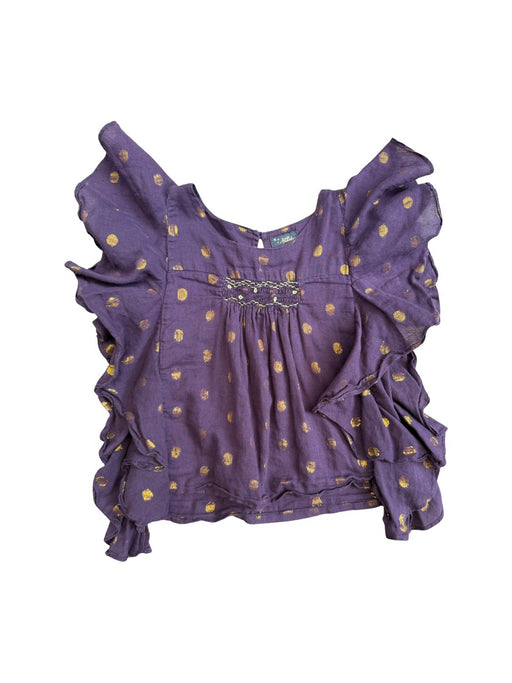 A Purple Sleeveless Shirts from Velveteen in size 4T for girl. (Front View)