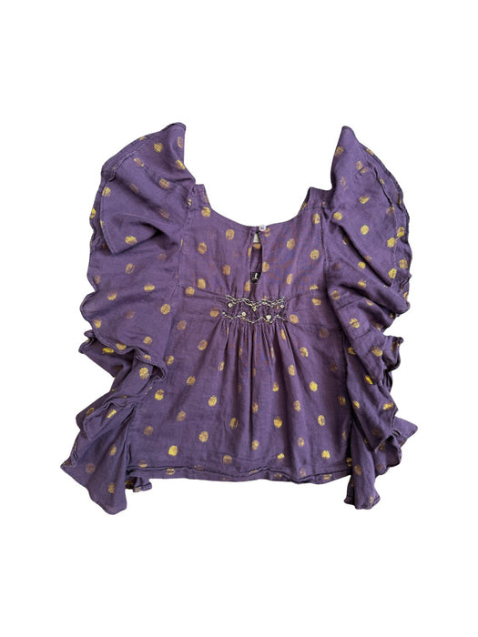 A Purple Sleeveless Shirts from Velveteen in size 4T for girl. (Back View)