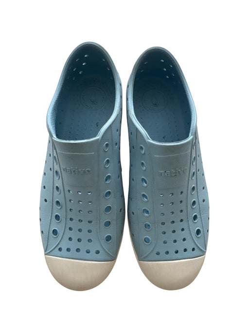 A Blue Slip Ons from Native Shoes in size 7Y for neutral. (Front View)