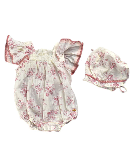 A Pink Sleeveless Rompers from Mink Mui in size 3-6M for girl. (Front View)