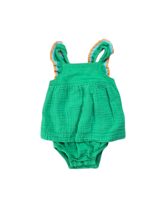 A Green Sleeveless Rompers from Cat & Jack in size 6-12M for neutral. (Front View)