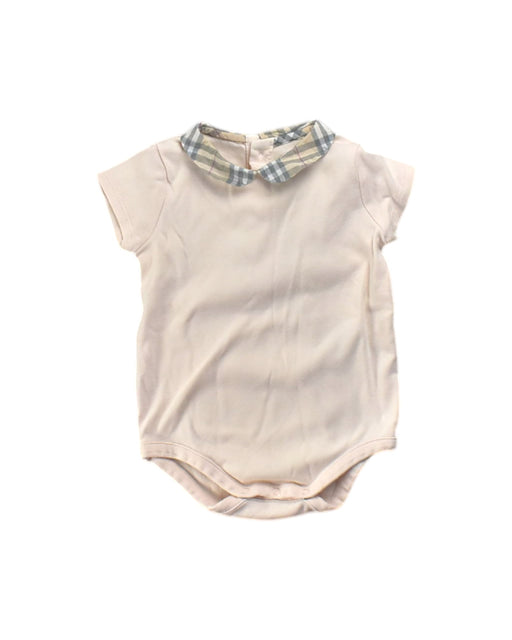 A White Short Sleeve Bodysuits from Burberry in size 3-6M for girl. (Front View)