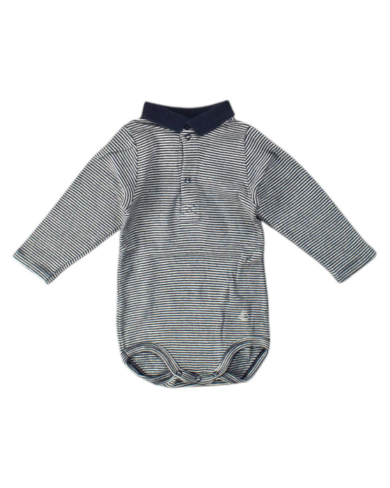 A Navy Long Sleeve Bodysuits from Petit Bateau in size 3-6M for neutral. (Front View)