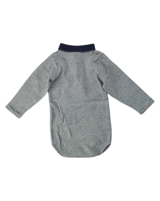 A Navy Long Sleeve Bodysuits from Petit Bateau in size 3-6M for neutral. (Back View)