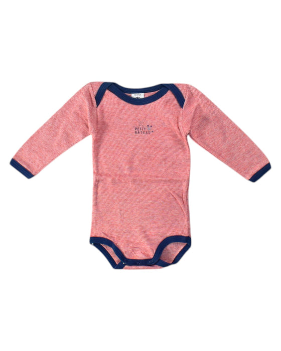 A Pink Long Sleeve Bodysuits from Petit Bateau in size 3-6M for neutral. (Front View)