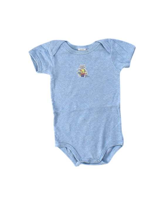 A Blue Short Sleeve Bodysuits from Petit Bateau in size 6-12M for neutral. (Front View)