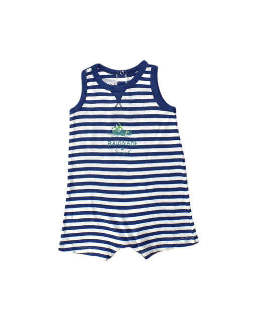 A Blue Sleeveless Rompers from Petit Bateau in size 3-6M for neutral. (Front View)