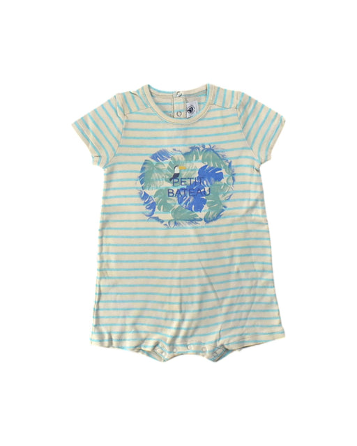 A Blue Short Sleeve Rompers from Petit Bateau in size 3-6M for neutral. (Front View)